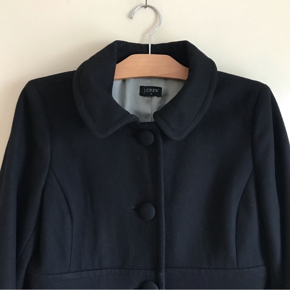 J Crew Wool Peacoat Long Classy Black Size Small - Picture 3 of 7